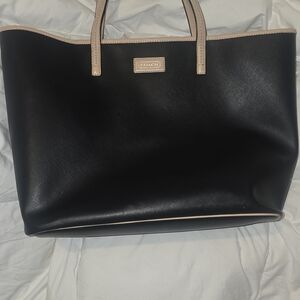 Coach Black Tote with Light Beige Trim